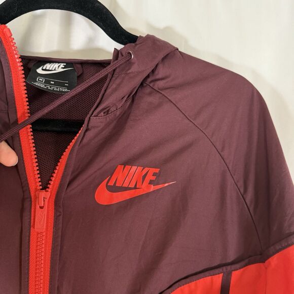 Nike Windbreaker Jacket Women's Medium Orange Two Ton Full Zip Hooded - Picture 7 of 13